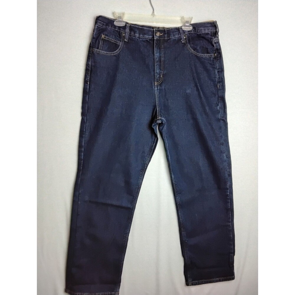Red Head Flannel Lined Jeans Men's 38x32 Blue Straight Leg Dark Wash 100% Cotton